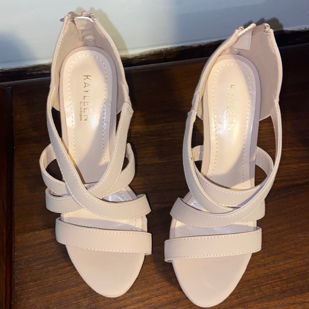 tan high heel shoes